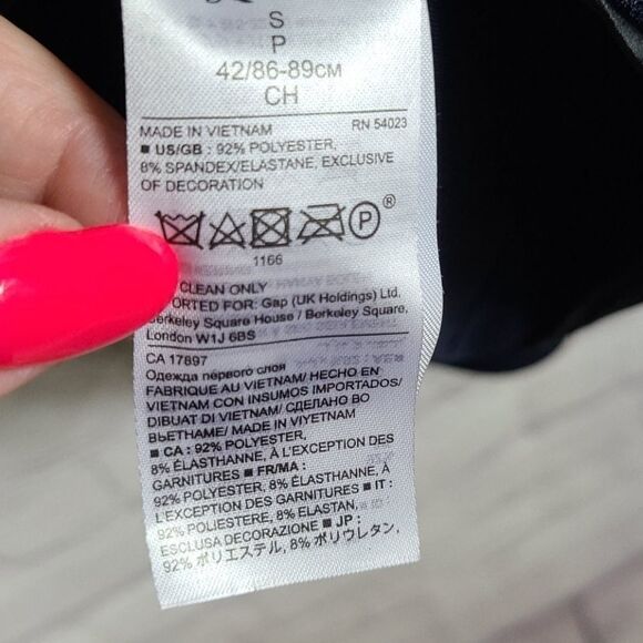 Banana Republic Navy Crepe Cold Shoulder Blouse Career Top Long Sleeve Textured - Picture 9 of 9